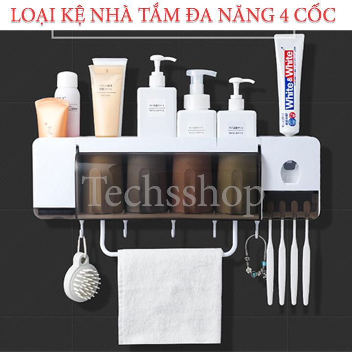 Bộ kệ treo bàn chải đa năng Ra825 - Bộ nhả kem đánh răng - Kệ nhà tắm đa năng dán tường - Kệ để đồ dùng nhà tắm - Khay dán tường để đồ - Bộ 4 cốc/ 3 cốc/ 2 cốc