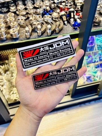 Tem logo sticker chữ JDM nhật bản, chất liệu decal in thường và chất liệu in siêu trong cao cấp chống thấm nước
