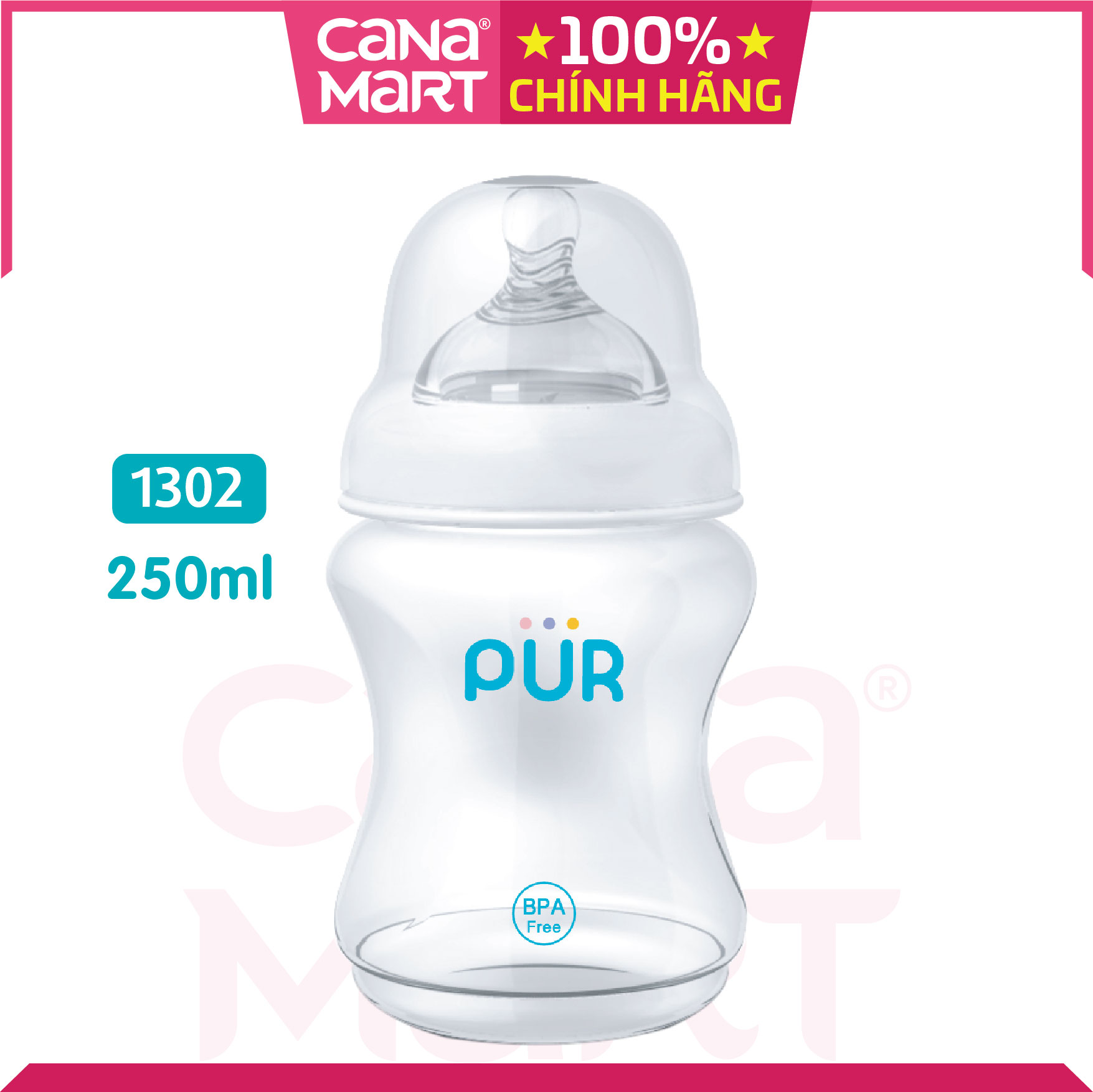 Bình sữa miệng rộng Pur Comfort Feeder 250ml không chứa BPA 1302