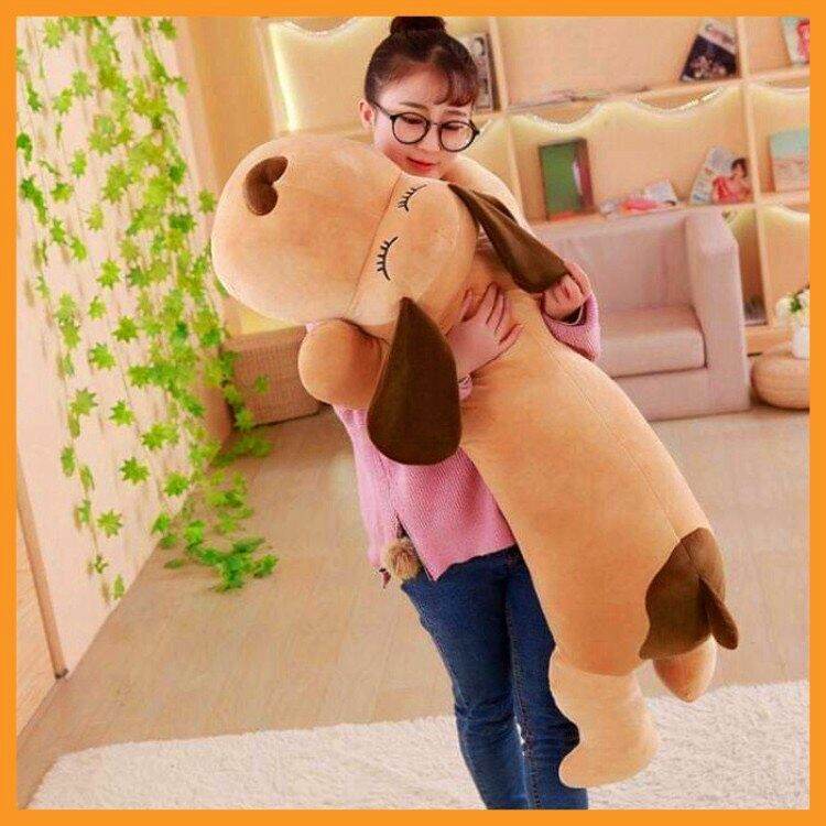 Gấu Bông Chó Mũi Tim Cute Khổng Lồ có 3 size ,Thú Nhồi Bông Chó Dài Chó Ngủ Cao Cấp Siêu Mềm Mịn Dễ Thương