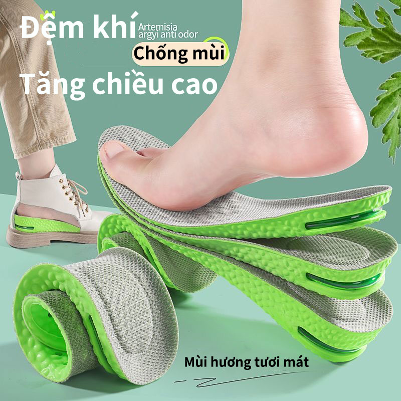 Miếng lót giày tăng chiều cao bằng đệm khí 1,5/2,5/3,5cm, hấp thụ sốc, đệm giày cho nam và nữ