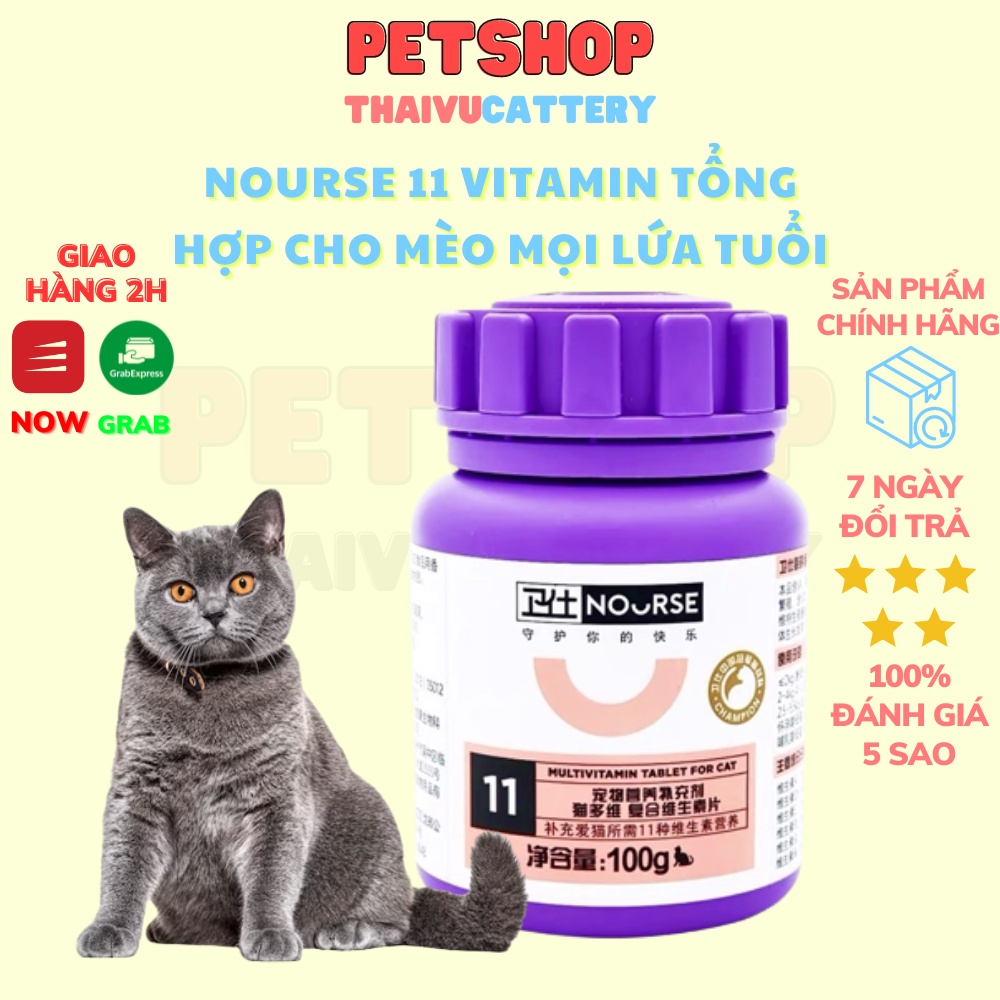 VITAMIN CHO MÈO NOURSE 11 (200v) dùng cho mèo con mèo lớn mèo bầu bổ sung vitamin tổng hợp