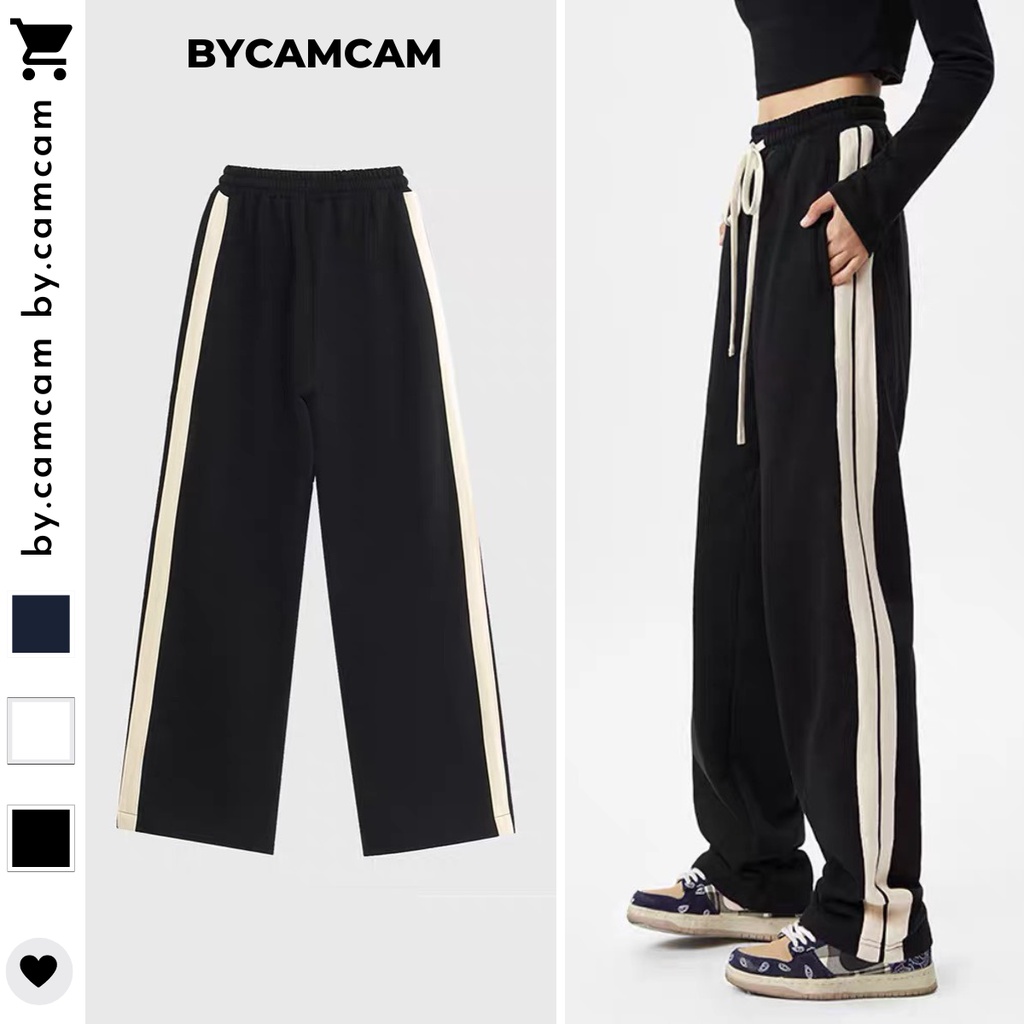 Quần nỉ dài ống suông sọc trendy năng động .