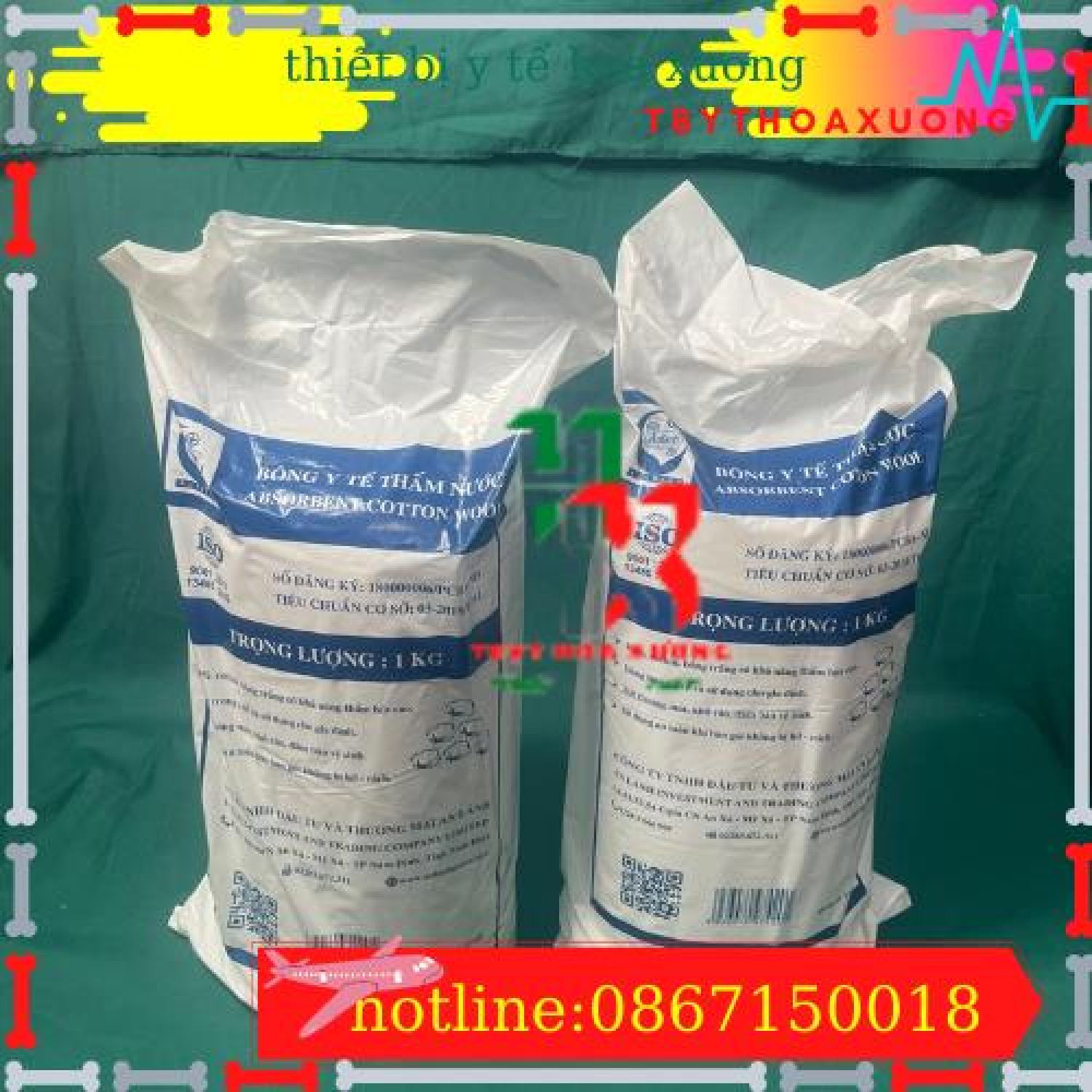 Bông cân y tế an lành cuộn 1kg - bông y tế thấm nước