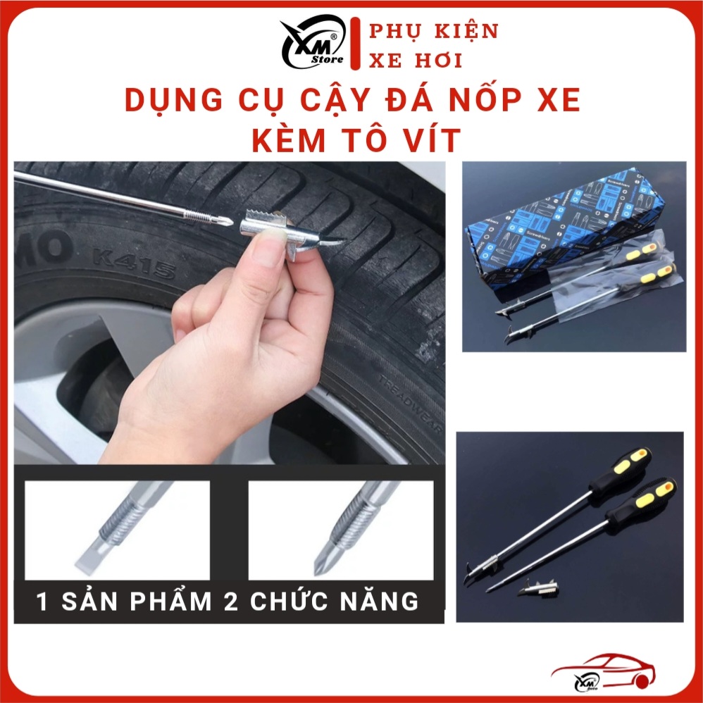 Dụng cụ móc đá dăm lốp xe hơi cậy đinh lốp ô tô xe máy đa năng đầu tua .