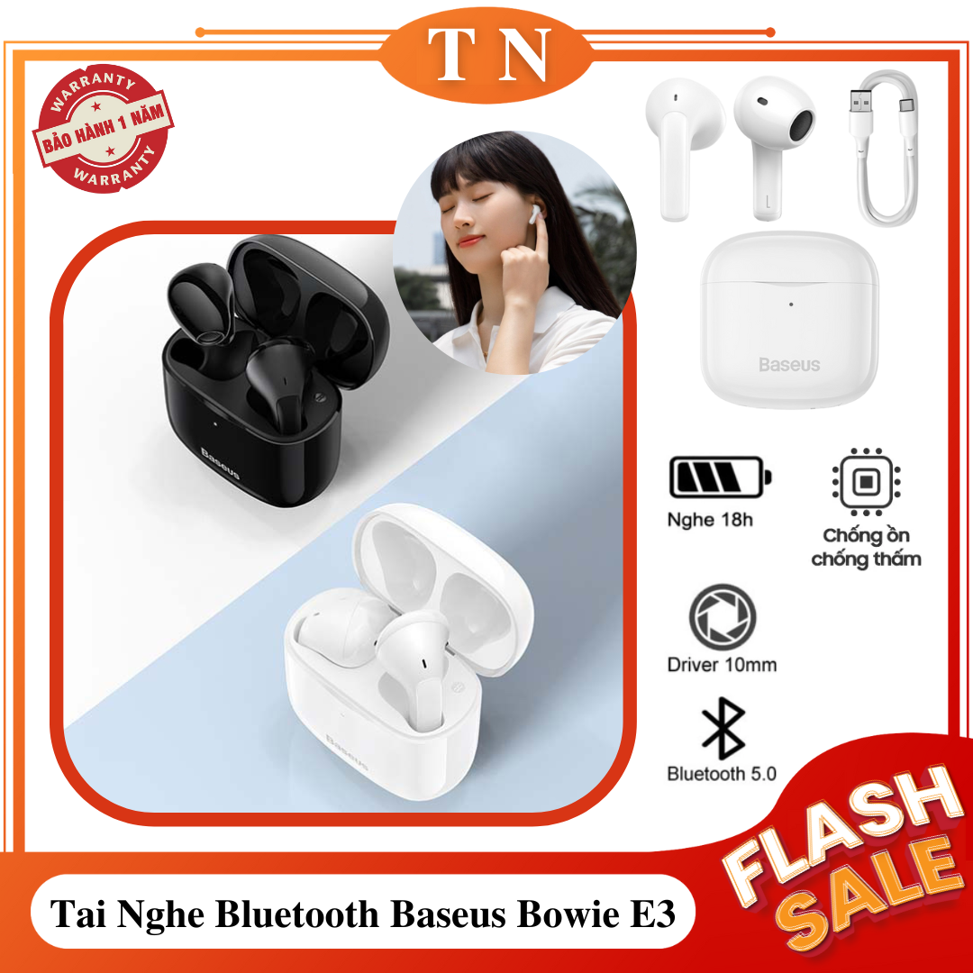 Tai nghe bluetooth không dây baseus bowie e3 true wireless earbuds chính hãng - bluetooth 5.0 ,gps -app control - hàng chính hãng - bảo hành 12 tháng