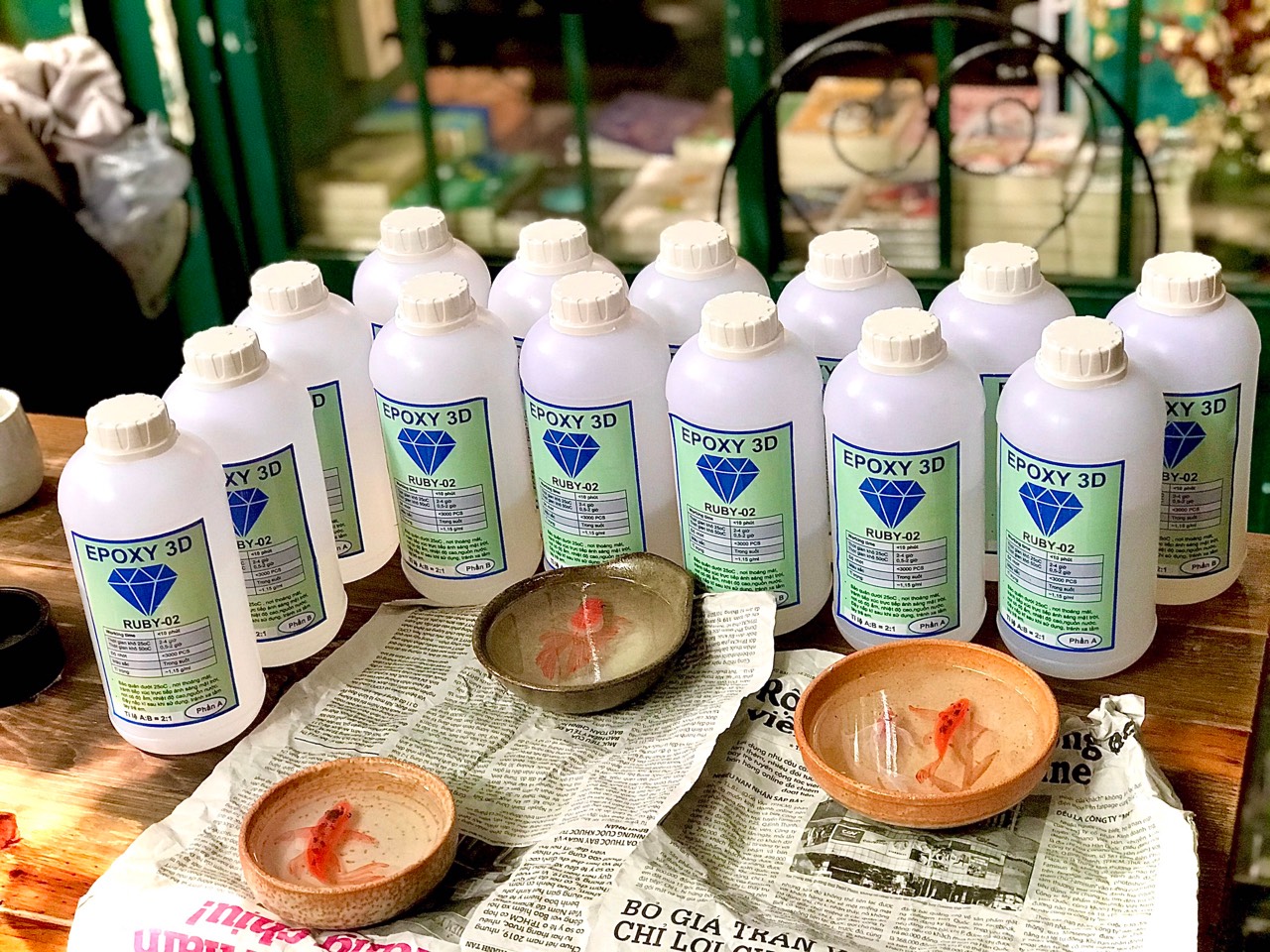 Bộ 20kg keo epoxy resin 3d ruby-02 nhanh khô, độ bóng cao