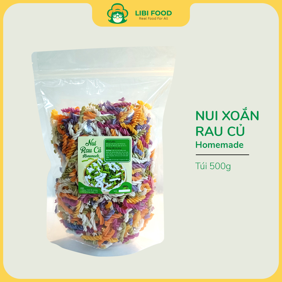 Nui Xoắn handmade màu rau củ tự nhiên, không phẩm màu, phù hợp cho bé ăn dặm