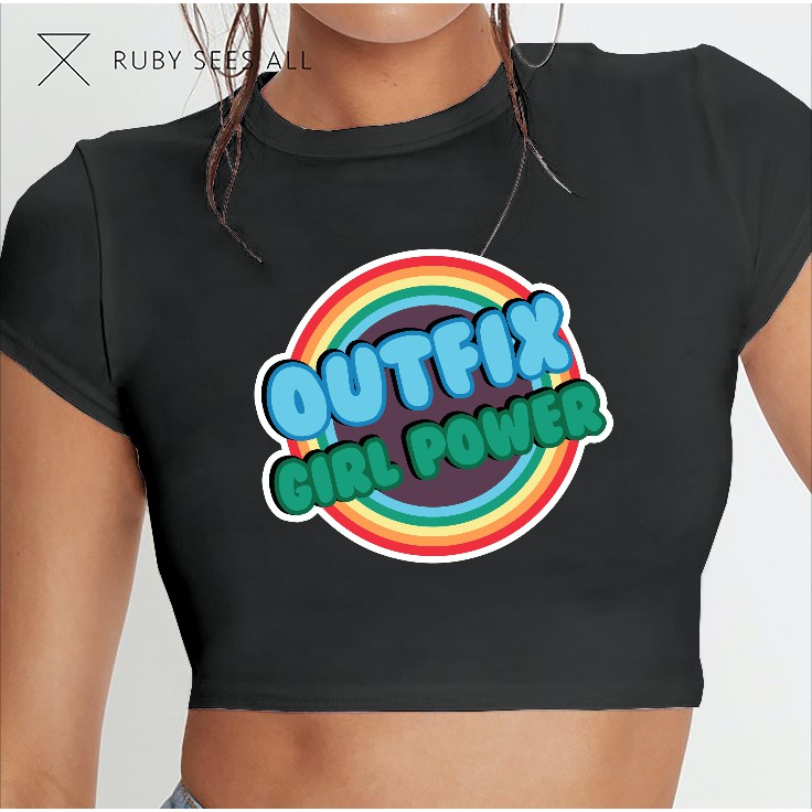 Girl power áo croptop thun tay ngắn outfix