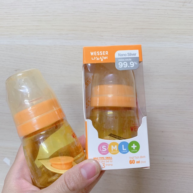 Bình Sữa Wesser Nano Silver 60Ml