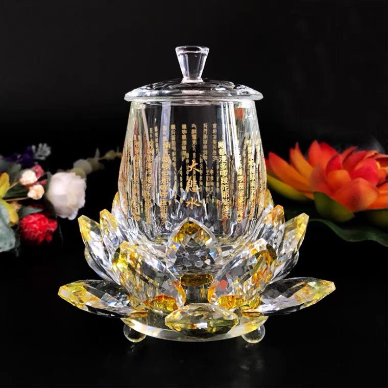Ly Chú Đại Bi chân sen thủy tinh cao cấp - Đồ thờ cúng trang trí phong thủy Thanh Phong Shop3