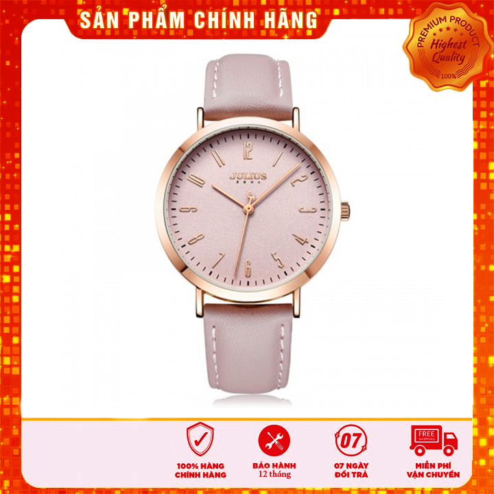 Đồng hồ nữ Julius Hàn Quốc JA-1017D dây da (Hồng)
