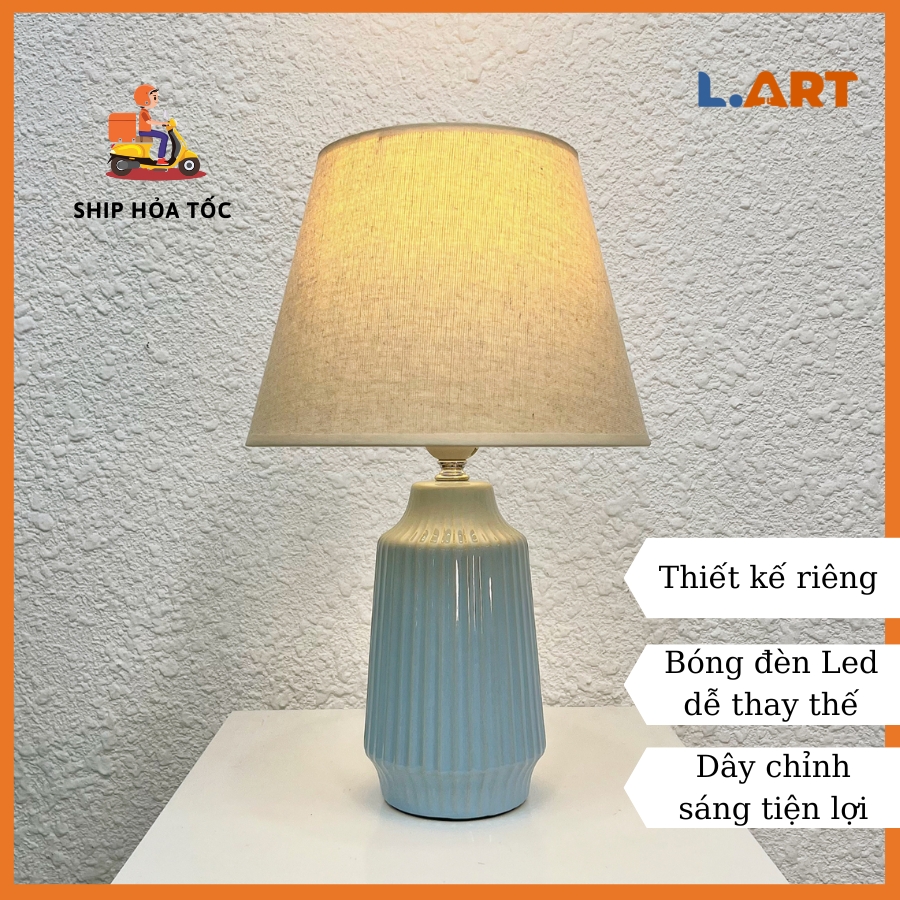 Đèn ngủ đầu giường màu xanh mint phong cách vintage có nút điều chỉnh sáng DBG020