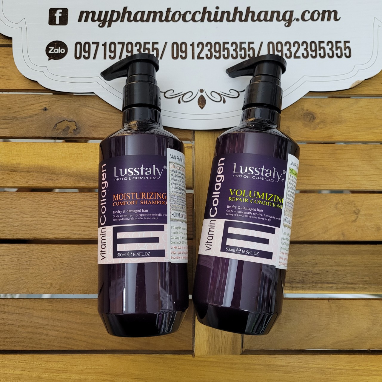 Dầu gội xả lusstaly collagen e 500ml*2