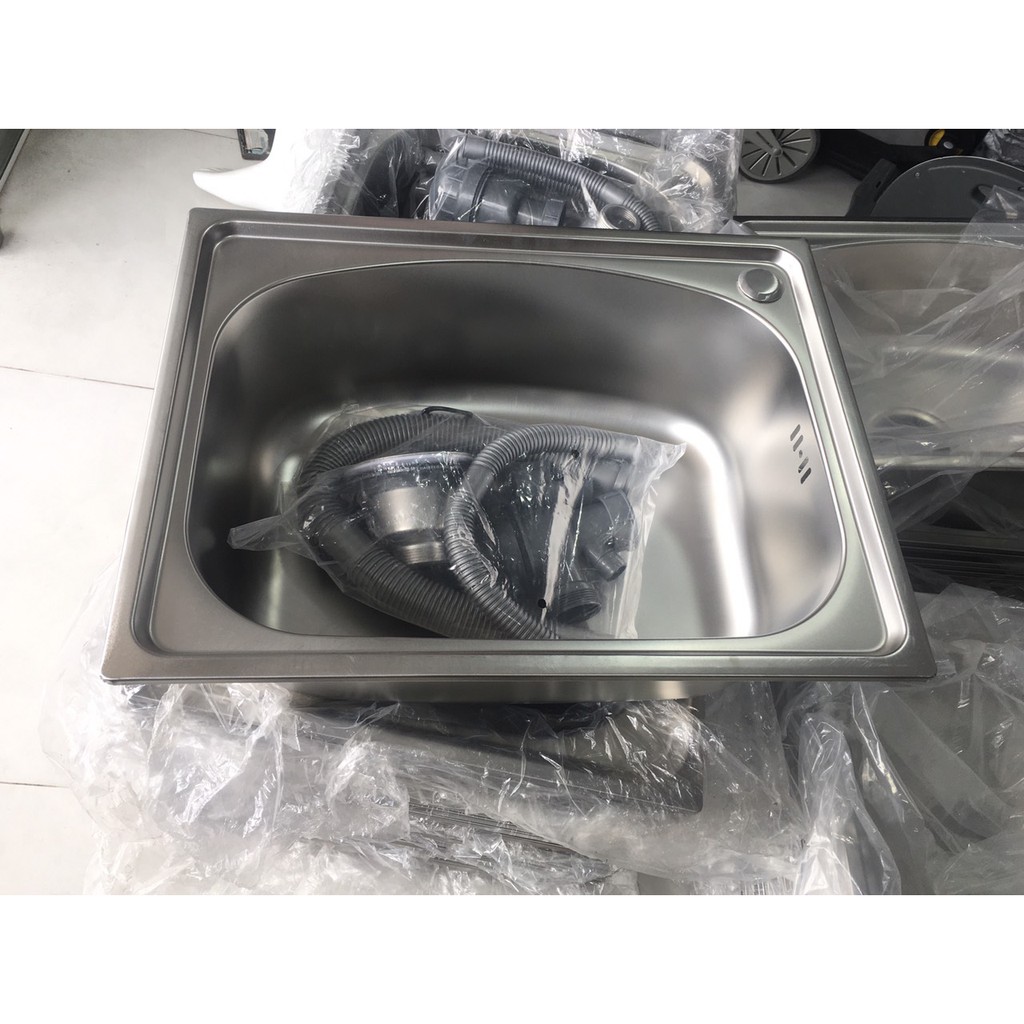 Chậu rửa chén bát inox 1 hố kích thước 50x40cm Tặng kèm bộ xả