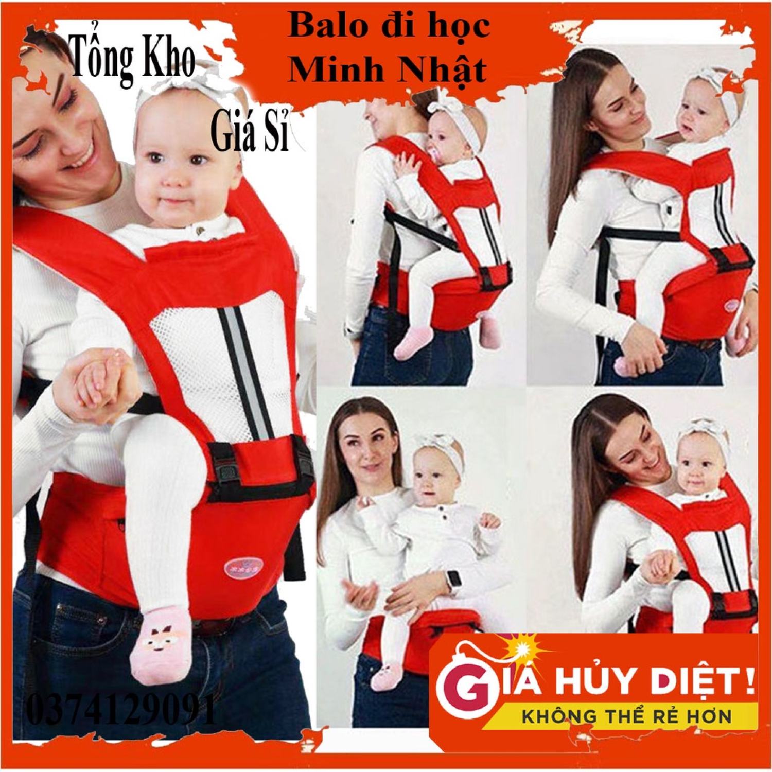 Địu ngồi trợ lực, địu em bé thông hơi 6 tư thế cho bé. địu 4 tư thế cho bé từ 3 - 36 tháng
