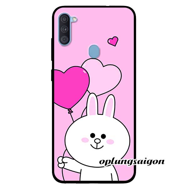 [HCM]Ốp Cường Lực Dẻo Đen Dành Cho Samsung A11 Mẫu Thỏ Trắng Cầm Bóng
