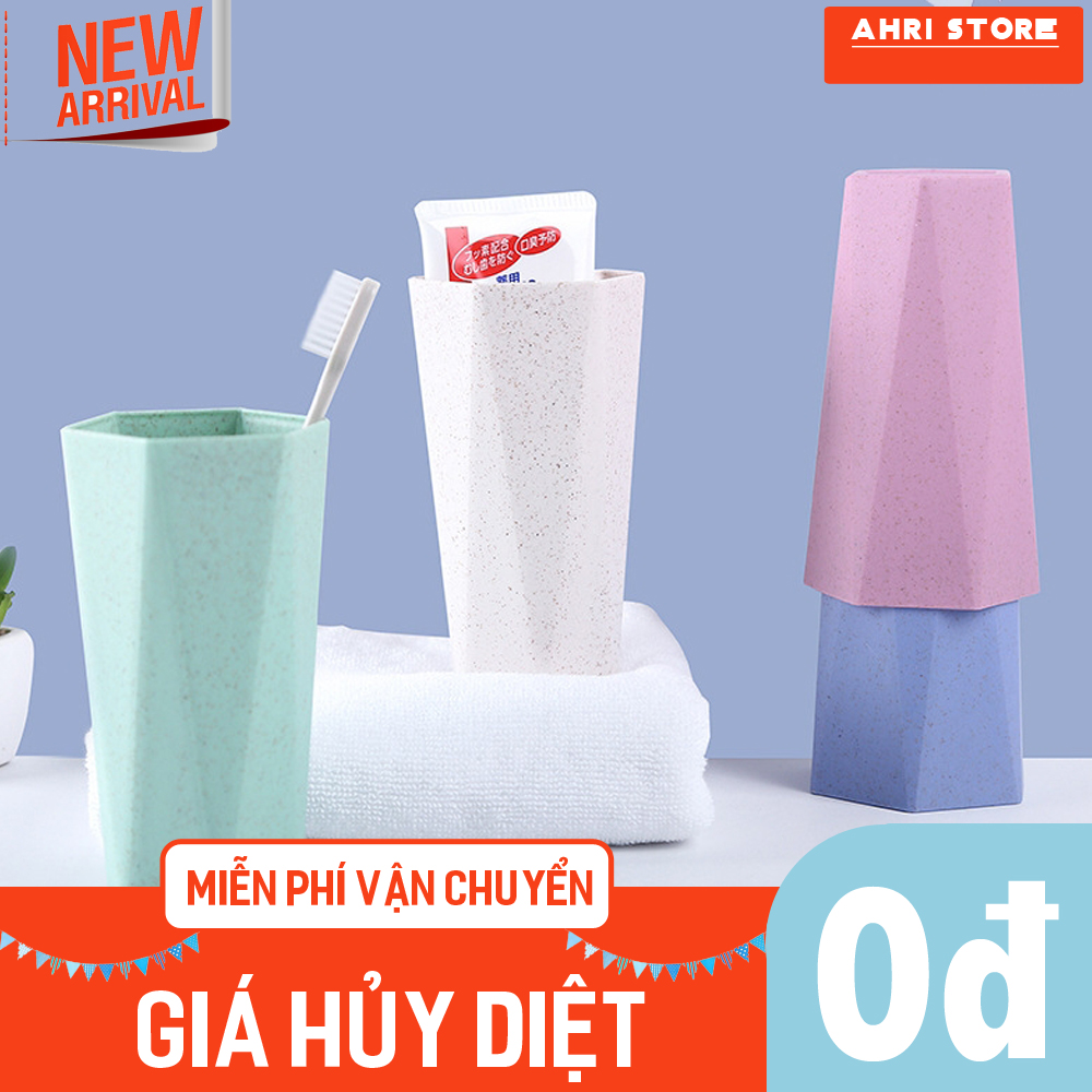 Ly, cốc đựng nước, đánh răng, đựng bàn chải kem bót để nhà tắm tiện dụng, họa tiết 3D góc cạnh dễ cầm 17.LNSM