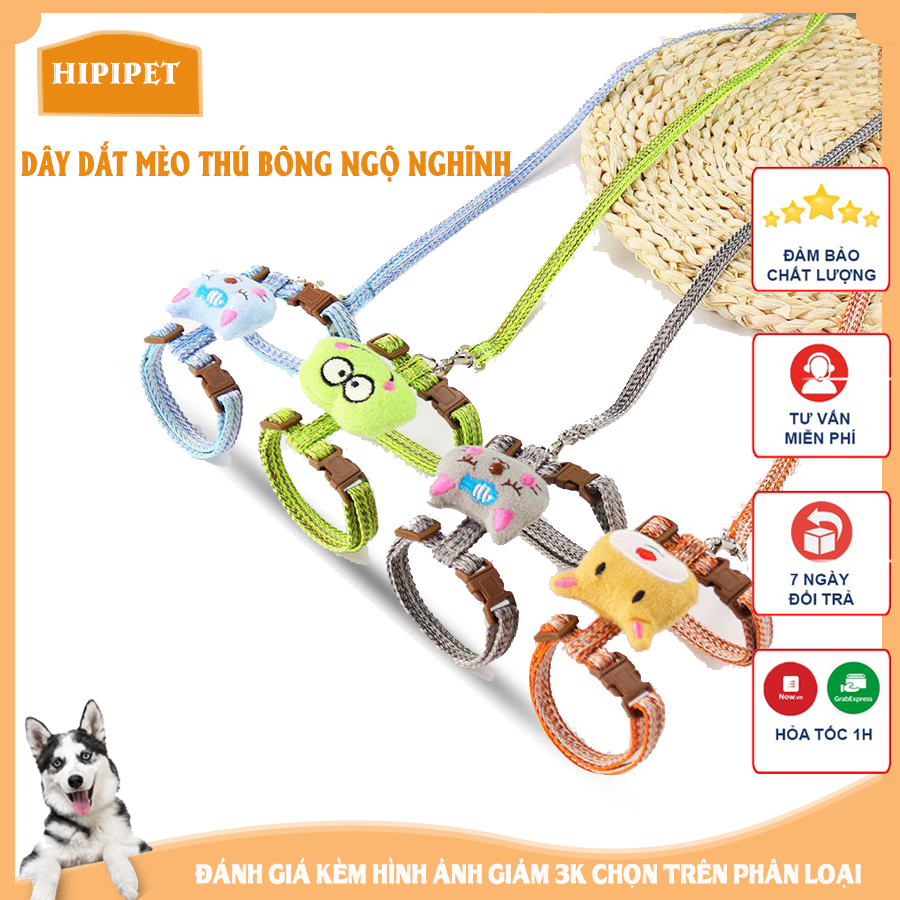 Dây dắt mèo cá tính đi dạo cá tính đủ màu sắc điều chỉnh độ dài dùng khi đi dạo & cắm trại