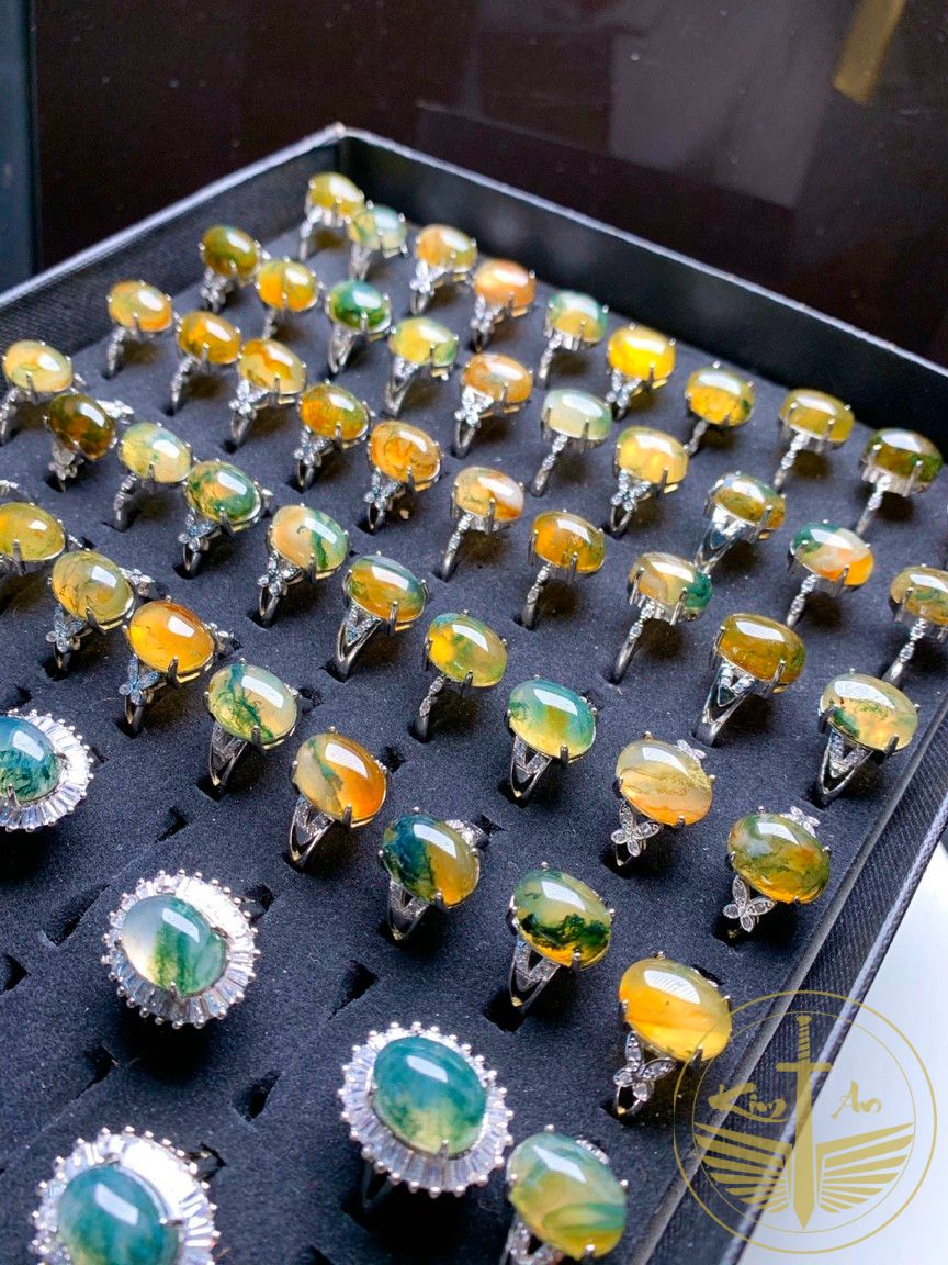 Nhẫn nữ si bạc đính mặt đá ngọc thủy tảo
