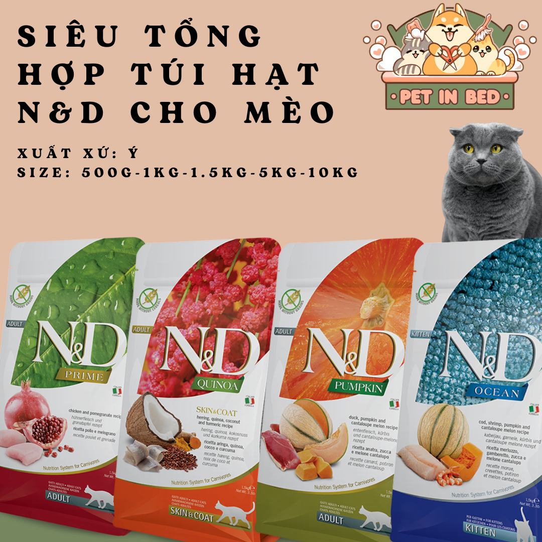 N&D Grain free Tổng hợp các loại N&D túi 1.5kg dành cho mèo