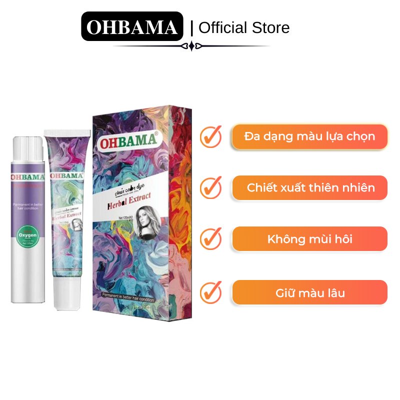 Thuốc Nhuộm Tóc Thảo Mộc OHBAMA Thiên Nhiên - Chuyên dụng - Đa dạng màu - Dùng ở Salon tóc hoặc người biết kĩ thuật nhuộm
