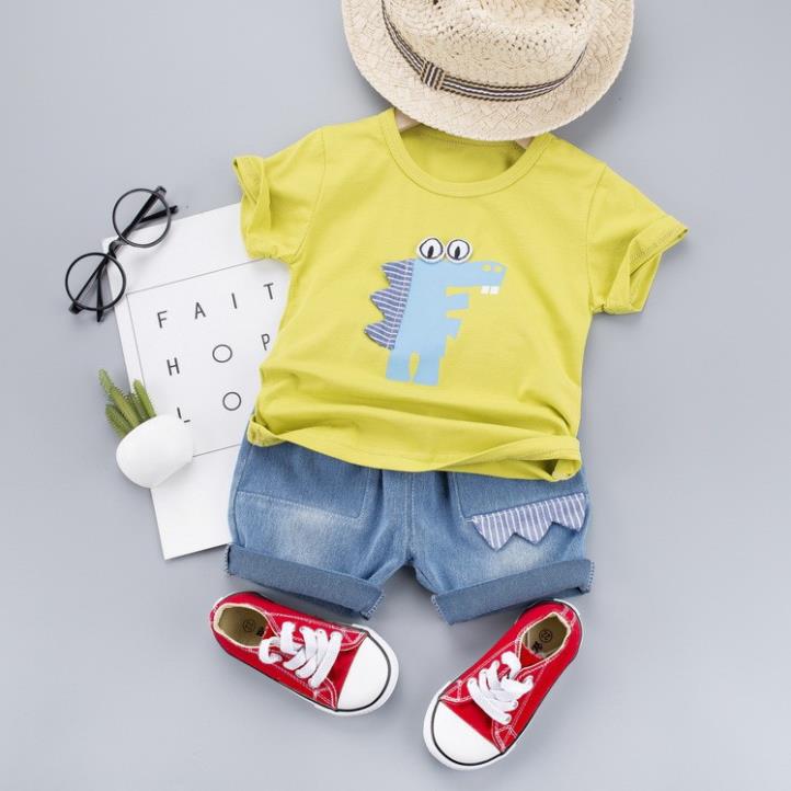 Ibt37 size80-120 set/bộ áo thun +quần jean co giãn bé trai hàng quảng châu