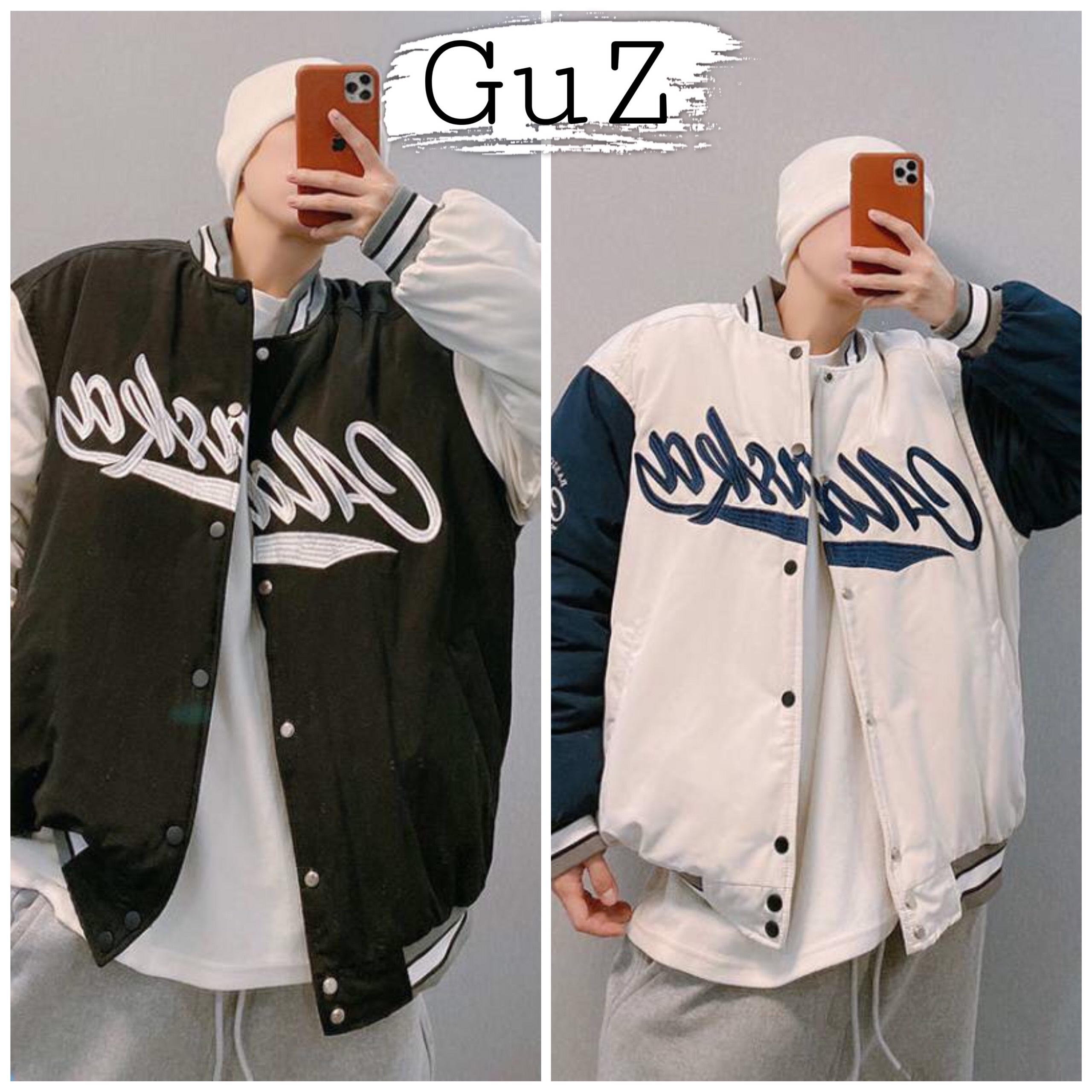 Áo khoác bomber nữ thay dài phối logo ALASKA form rộng chất nỉ tricos dày mặc thu đông GuZ