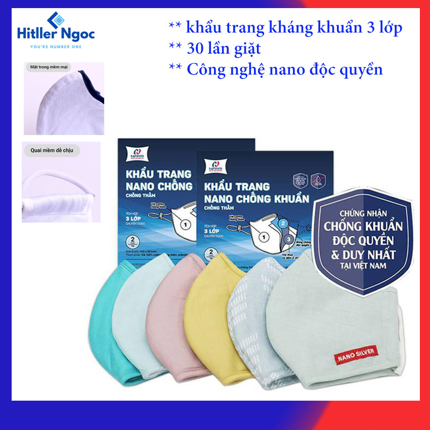 Khẩu Trang Kháng Khuẩn - Khẩu trang Hanvico - Khẩu Trang 3 Lớp - Khẩu Trang Vải - Khẩu Trang Chống Nắng - Khẩu Trang Chống Bụi - Khẩu Trang y Tế - Khẩu Trang Chính Hãng - Set 2 Cái giá 35.000 - hitllerngoc