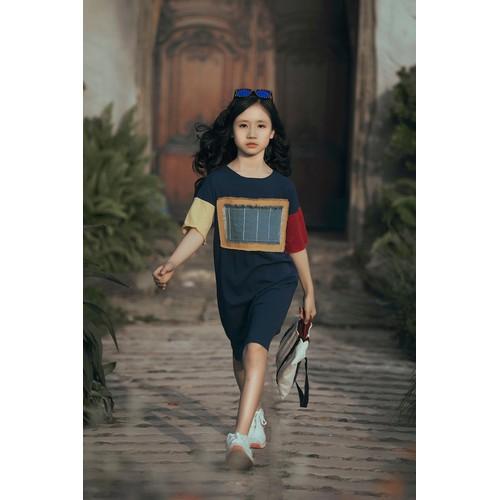 Đầm thun tay lỡ đáp ngực Harmony LK0231 - Lovekids