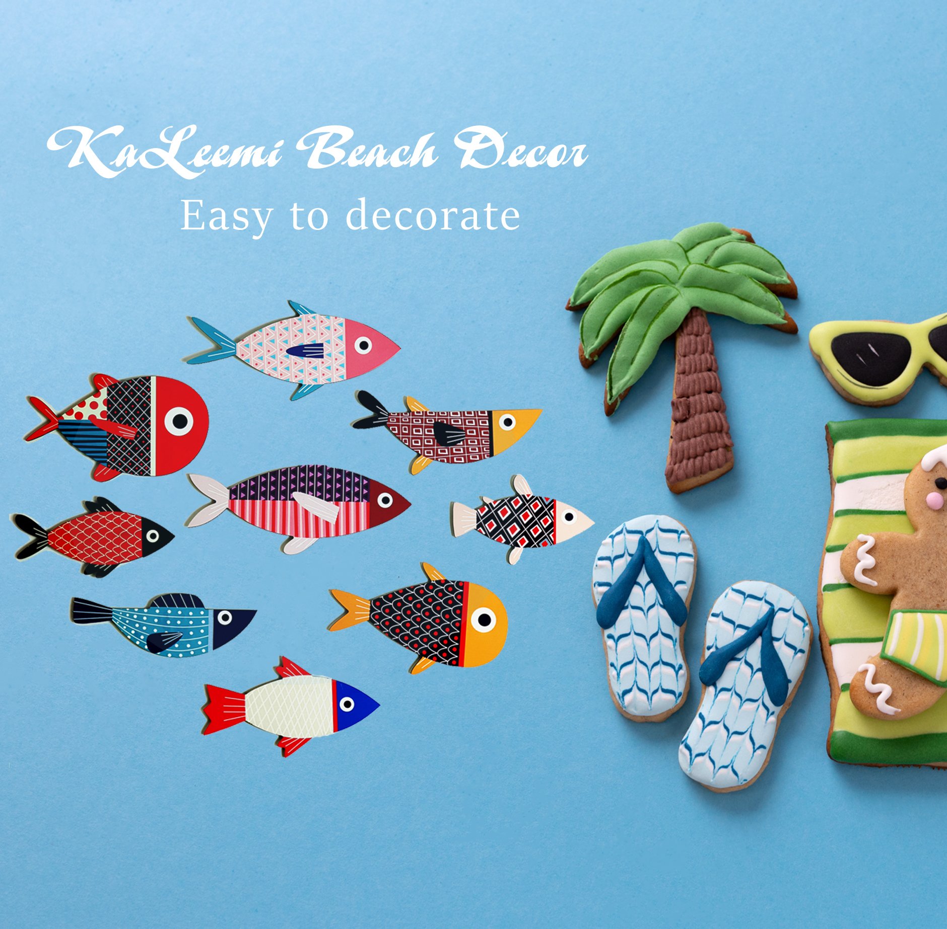 Bộ tranh Cá gỗ decor dán tường cao cấp trang trí phòng khách, phòng ngủ, tranh cá treo tường gắn sẵn băng dính