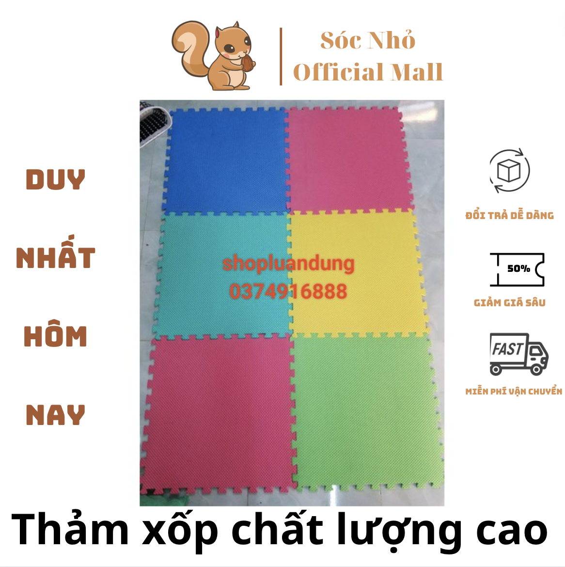 Thảm Xốp Lót Nền 7 Sắc Cầu Vồng 60x60 Cục 6 Tấm