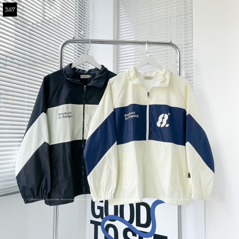 áo khoác nam áo hoodie nam áo khoác hoodie nam Áo Khoác Dù cổ bẻ Form Rộng ZEN8 màu XANH KEM/ĐEN 🖤 N