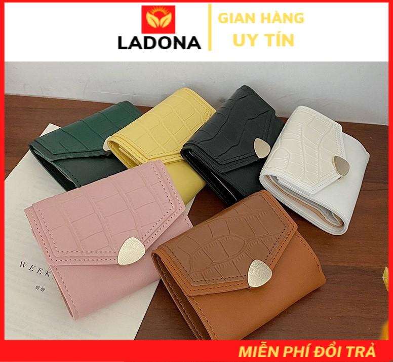 Ví Nữ Mini Gấp 2 Nhỏ Gọn Phối Da Lộn Chính Hãng Siêu Đẹp Siêu Bền Tiện Dụng VN15
