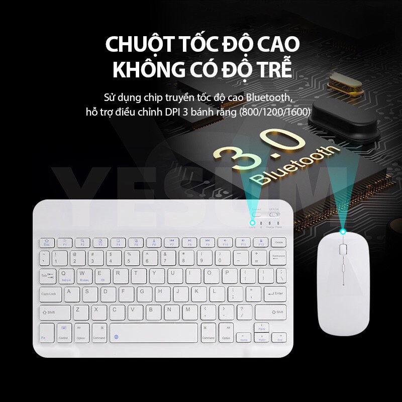 Set wireless Bluetooth keyboard and mouse mini HP 10 inch for iOS, Android, Windows, tablets, Redmi, Huawei, multi-color optional