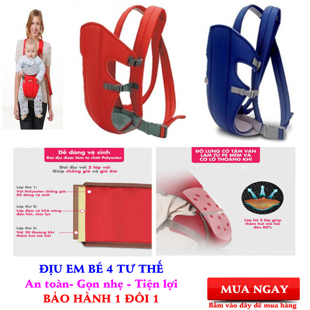 Địu Em Bé 4 Tư Thế, Đai An Toàn Cho Bé, Địu Bé Đa Năng An Toàn, Tiện Lợi, Bền Đẹp phù Hợp với Bé Từ 5-12 Tháng, Giảm Giá Hấp Dẫn