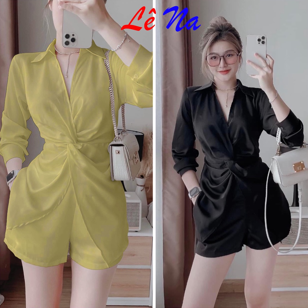 Set bộ sơ mi nhúm xoắn eo sv48