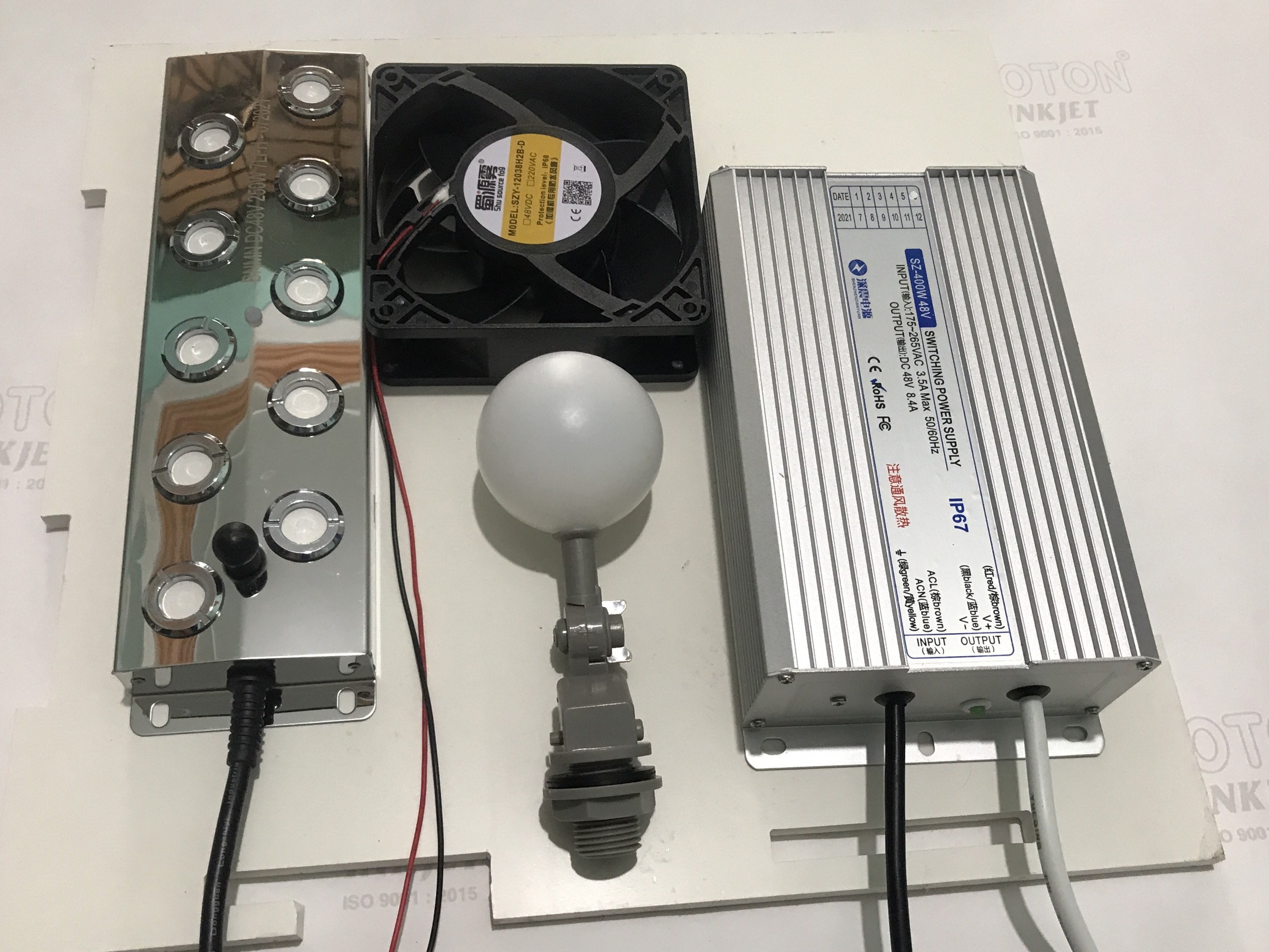 Bộ vỉ phun sương 10 mắt + nguồn + quạt + phao cơ
