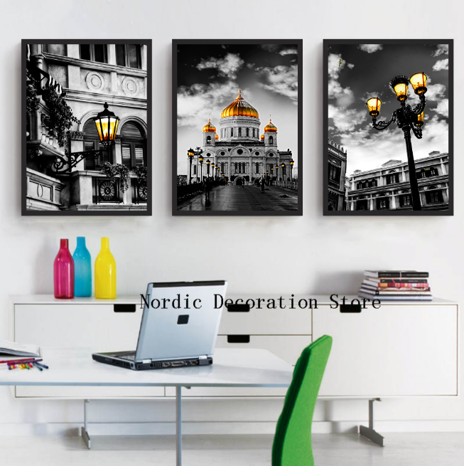 Bộ 3 Khung Tranh Treo Tường Nghệ Thuật In Canvas - Kèm Khung