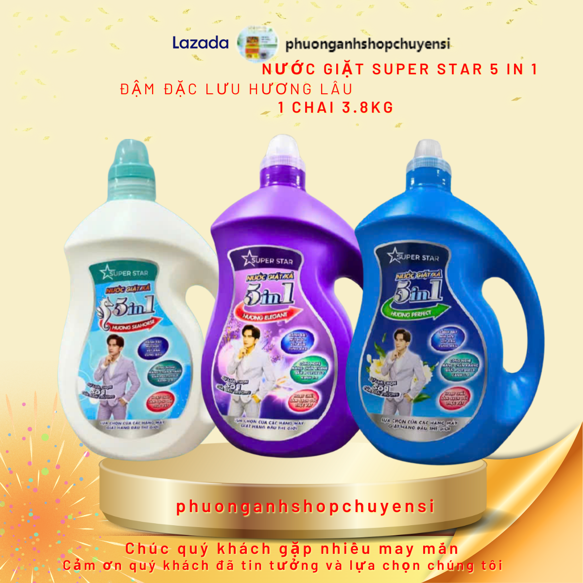 Nước giặt xả Super star 5 in 1 chai 3.8kg