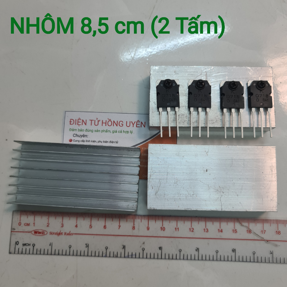 Combo 2 tấm nhôm giải nhiệt Dài 8,5 cm. Nhôm giải nhiệt nhiều cánh, Mỗi tấm gắn được 5 D718 Chuyên dùng làm máy cơ 10 sò D718 - Điện Tử Hồng Uyên