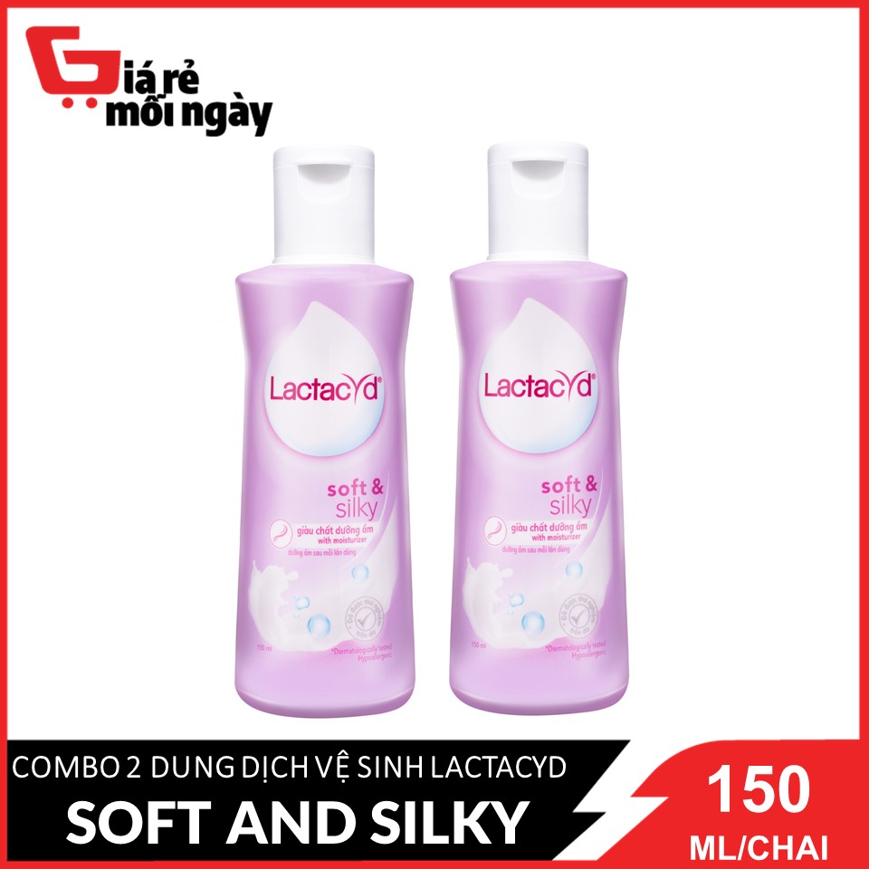 Combo 2 chai Dung dịch vệ sinh phụ nữ Lactacyd Soft & Silky Giàu chất dưỡng ẩm 150mlX2