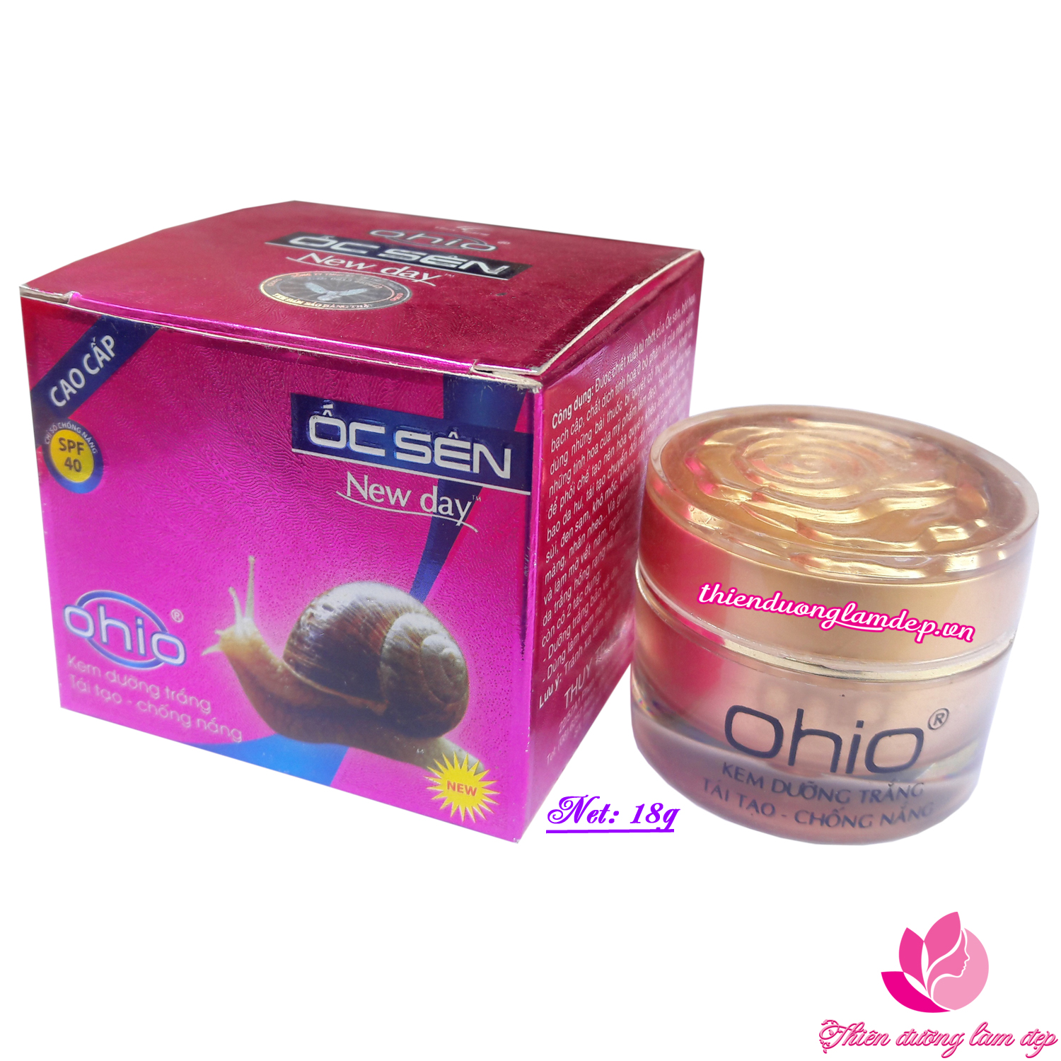 Kem dưỡng trắng tái tạo da mặt chống nắng OHIO ÔC SÊN NEWDAY 18g