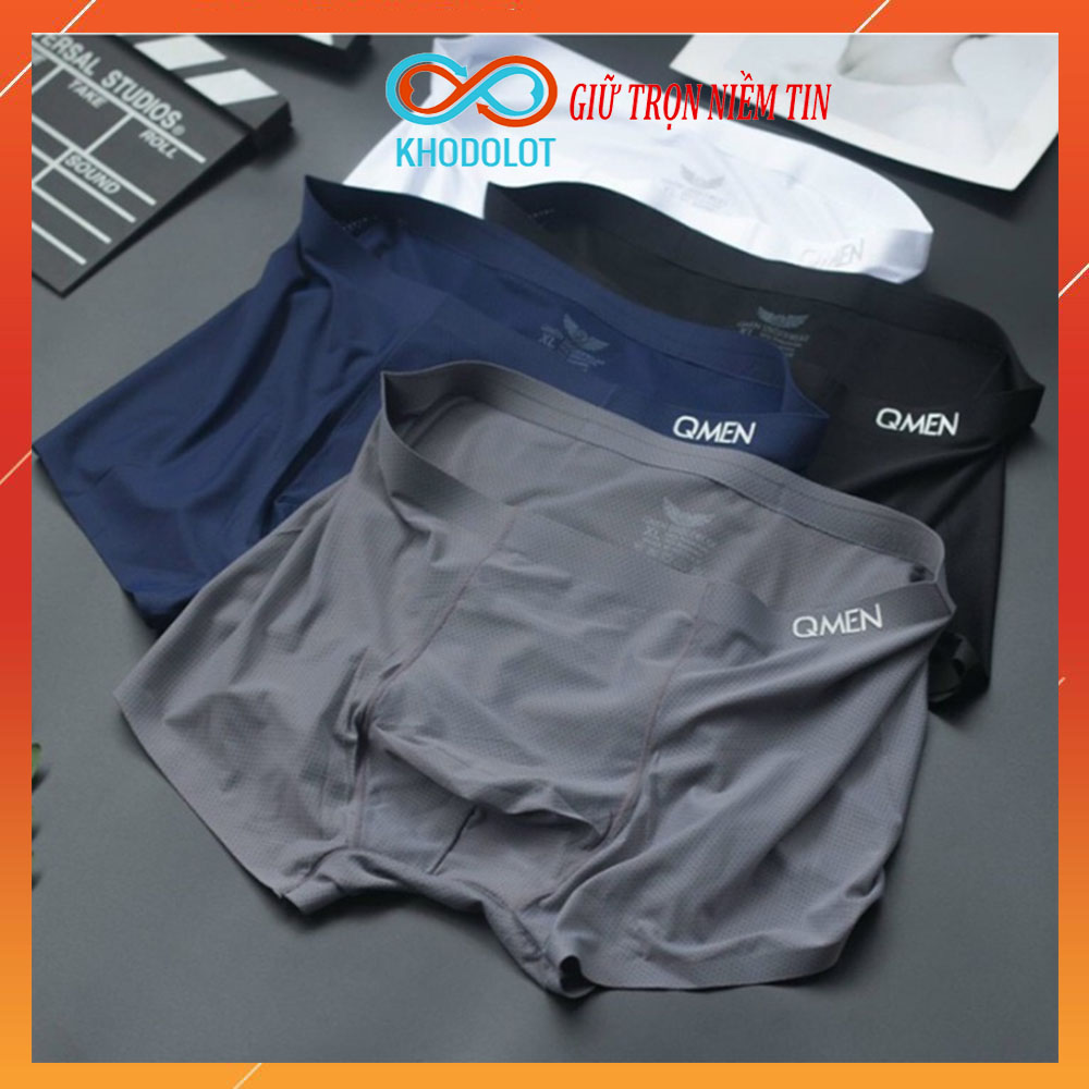 [COMBO 4] Quần lót boxer nam thun lạnh cao cấp QMEN Sịp đùi kháng khuẩn không đường may KHODOLOT
