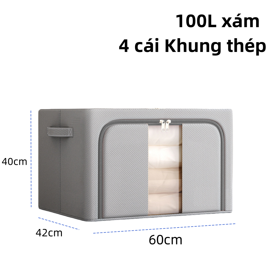 Hộp Vải Đựng Quần Áo Túi Vải KHUNG THÉP 150L Túi Đựng Quần Áo  gấp hộp chơi chăn màn đồ đa năng storage box chống ẩm cao cấp hộp lưu trữ