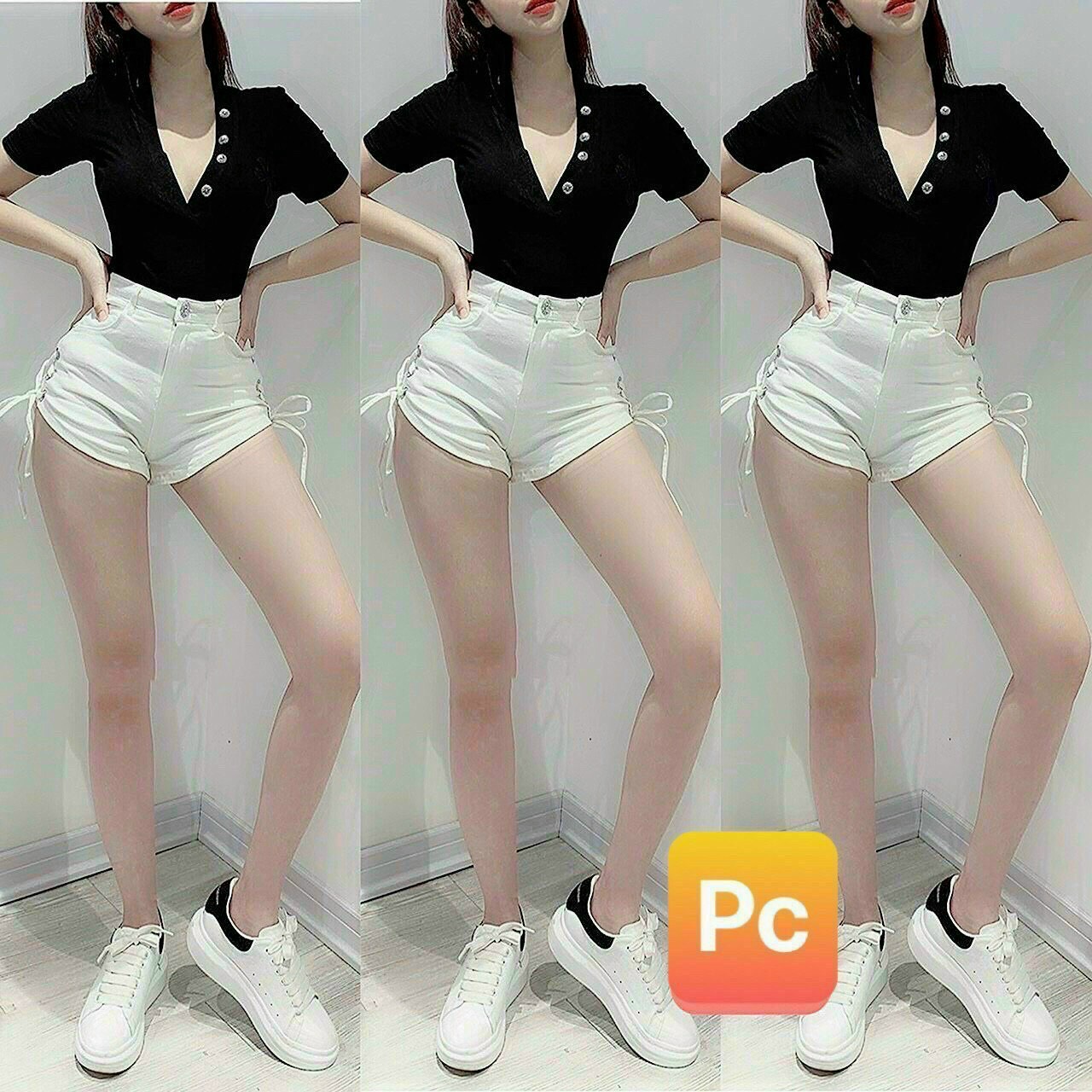 Quần sọt nữ thời trang đan dây chất jean và kaki siêu đẹp m00187