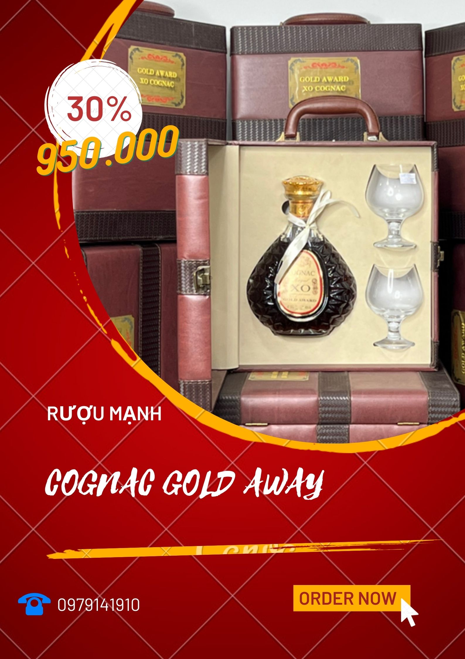 Rượu mạnh cognac gold away 700ml - xuất xứ Pháp
