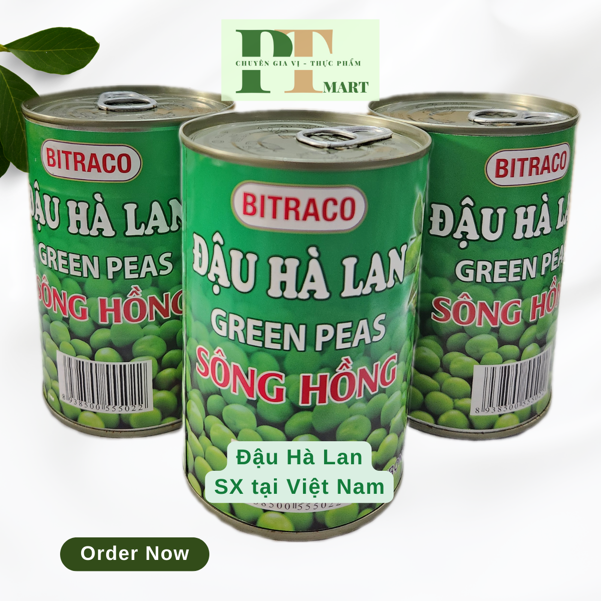 Đậu hà lan lon / Đậu hà lan đóng hộp hiệu Sông Hồng Bitraco 450gr