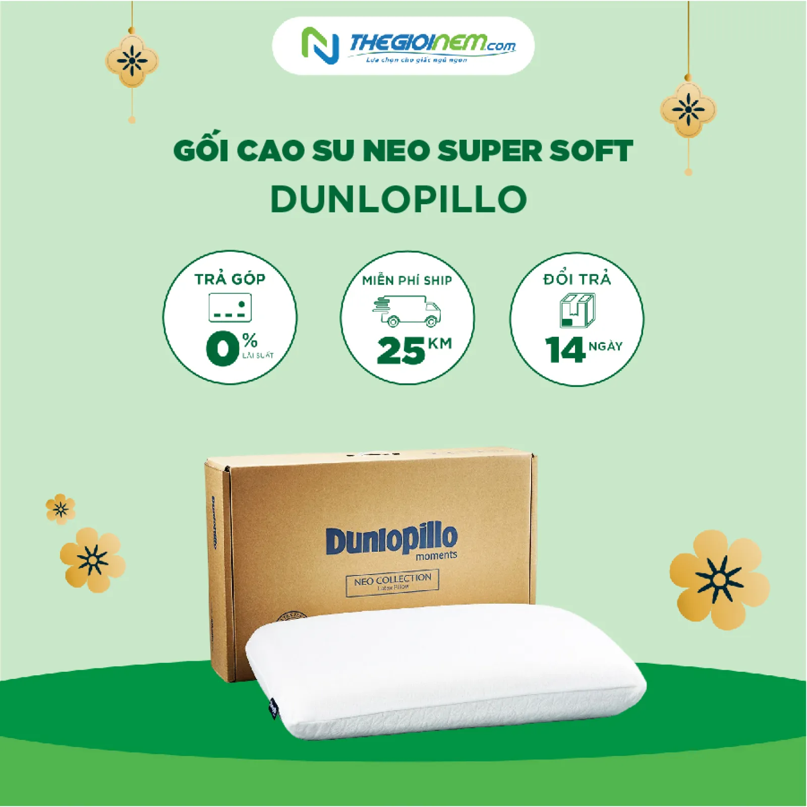 Gối Cao Su Thiên Nhiên Dunlopillo Neo Super Soft 40x70x13cm