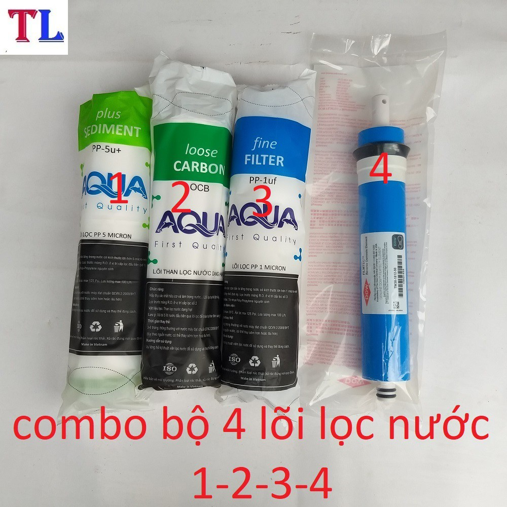 Lõi lọc nước số 4 màng ro dow filmtec tặng bộ lõi lọc nước aqua số 1,2,3
